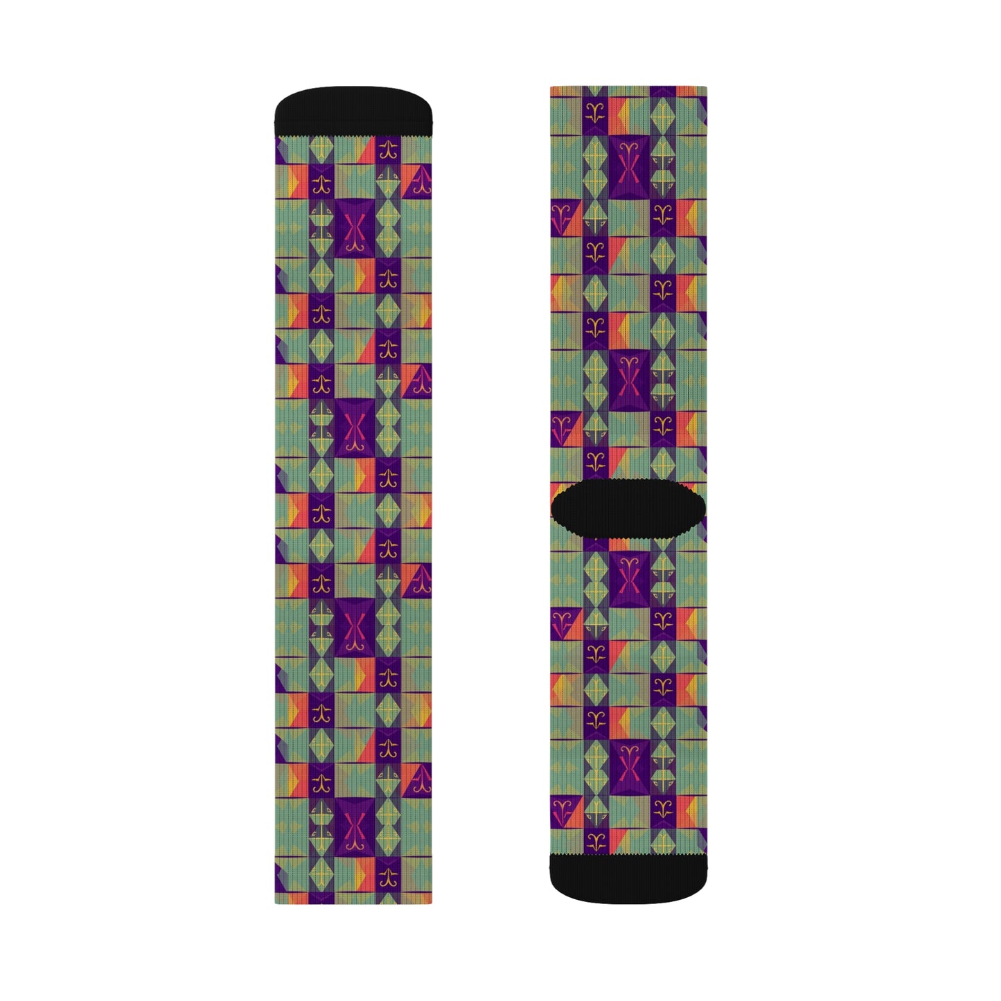 Sublimation Socks, Aquarius, Zodiac v2, Shapes Pattern