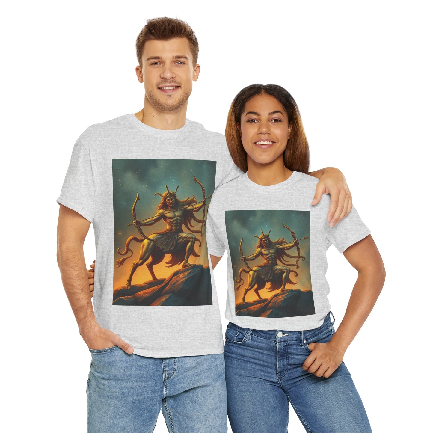 Unisex Heavy Cotton T-Shirt, Arrow Centaur v1, Sagittarius Zodiac Design