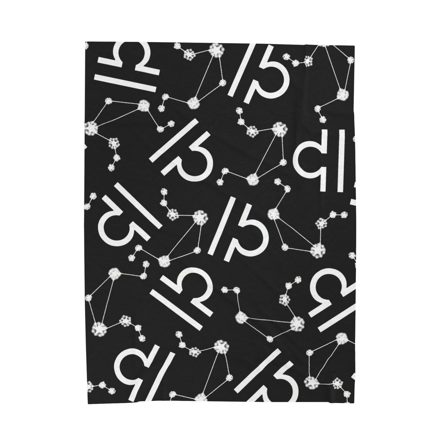 Velveteen Plush Blanket, Libra Zodiac Sign, Constellation & Symbol, Black, 100% polyester