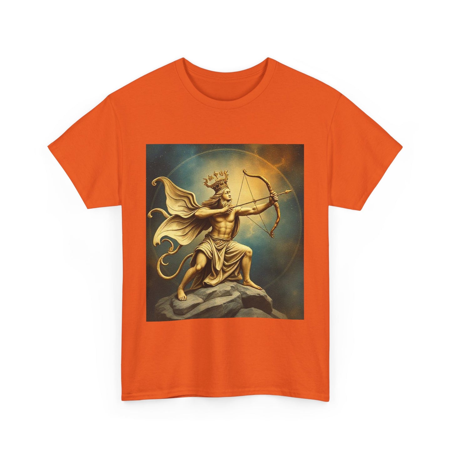 Unisex Heavy Cotton T-Shirt, Sagittarius King, Bow & Arrow v1, Zodiac Design