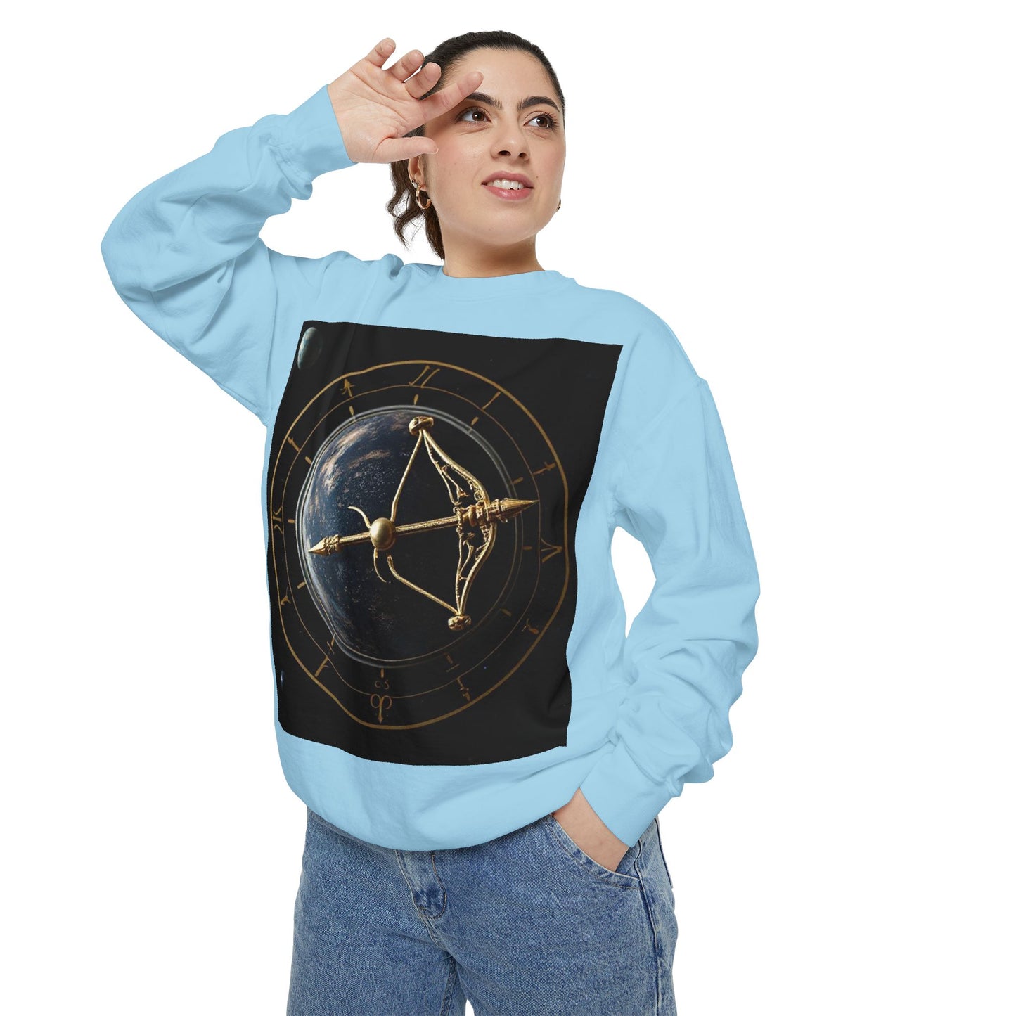 Garment-Dyed Sweatshirt, Unisex, Space Symbol Design v1, Sagittarius