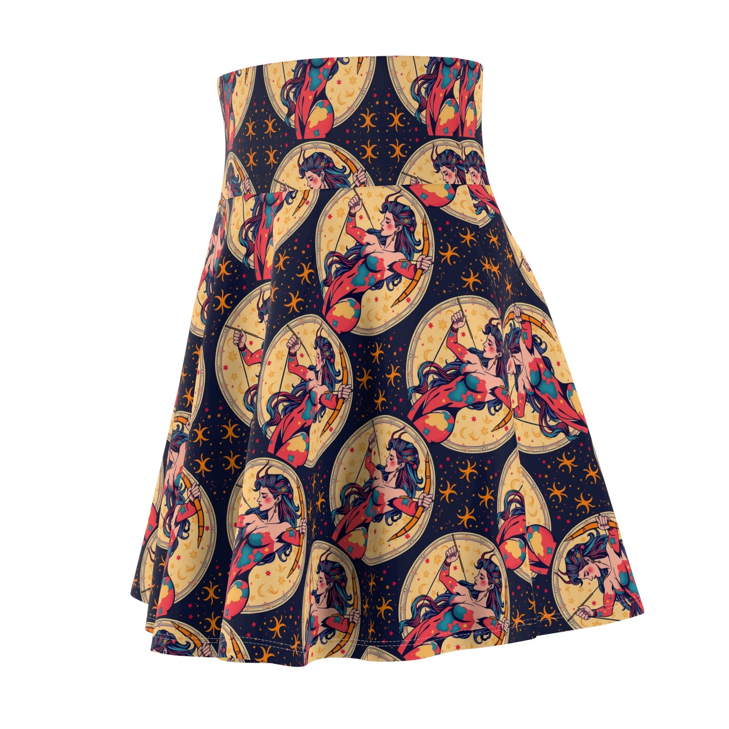 Women's Skater Skirt, (AOP), Sagittarius, Zodiac v1, Sexy Pattern