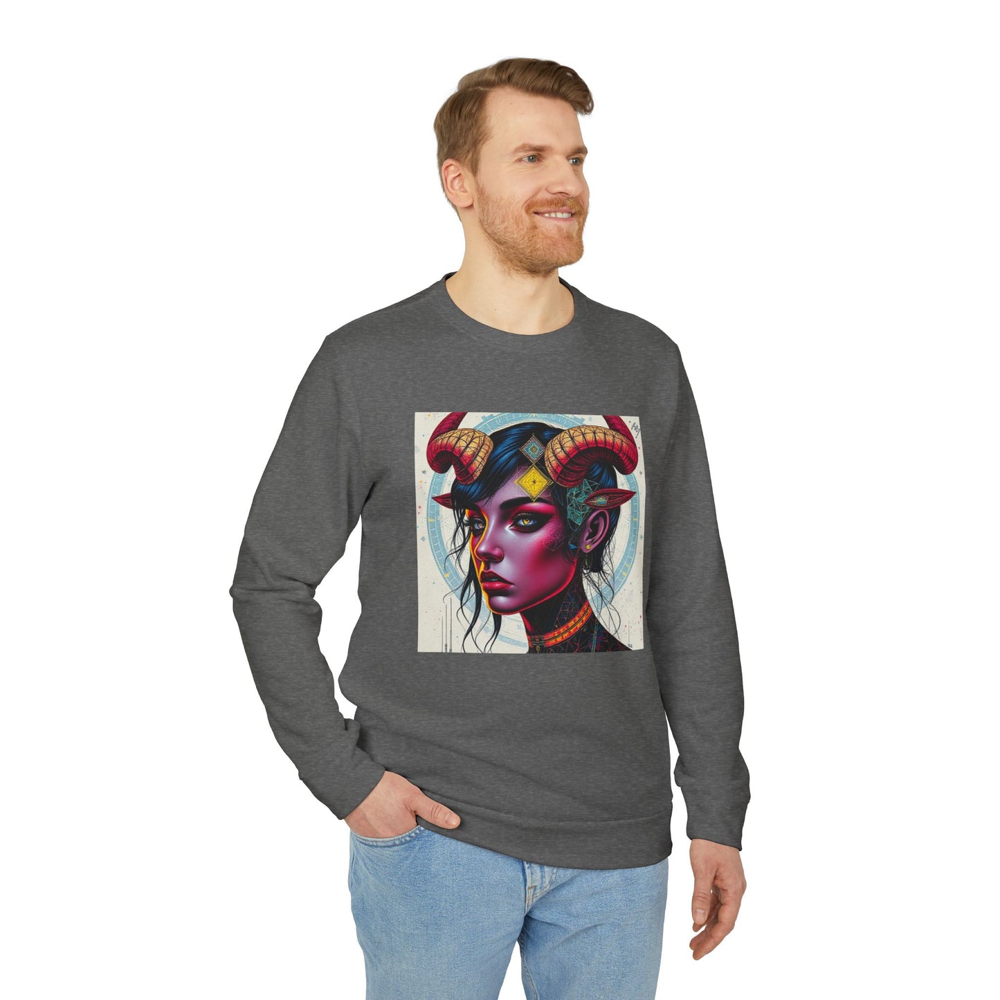 Adidas, Unisex Fleece Crewneck Sweatshirt, Taurus, Pop Art, Zodiac