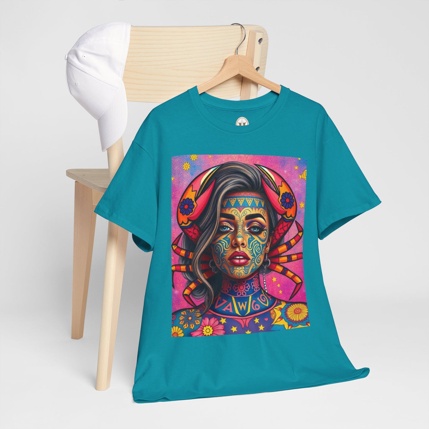 Unisex Heavy Cotton T-Shirt, Cancer, Zodiac v3, Sexy Art