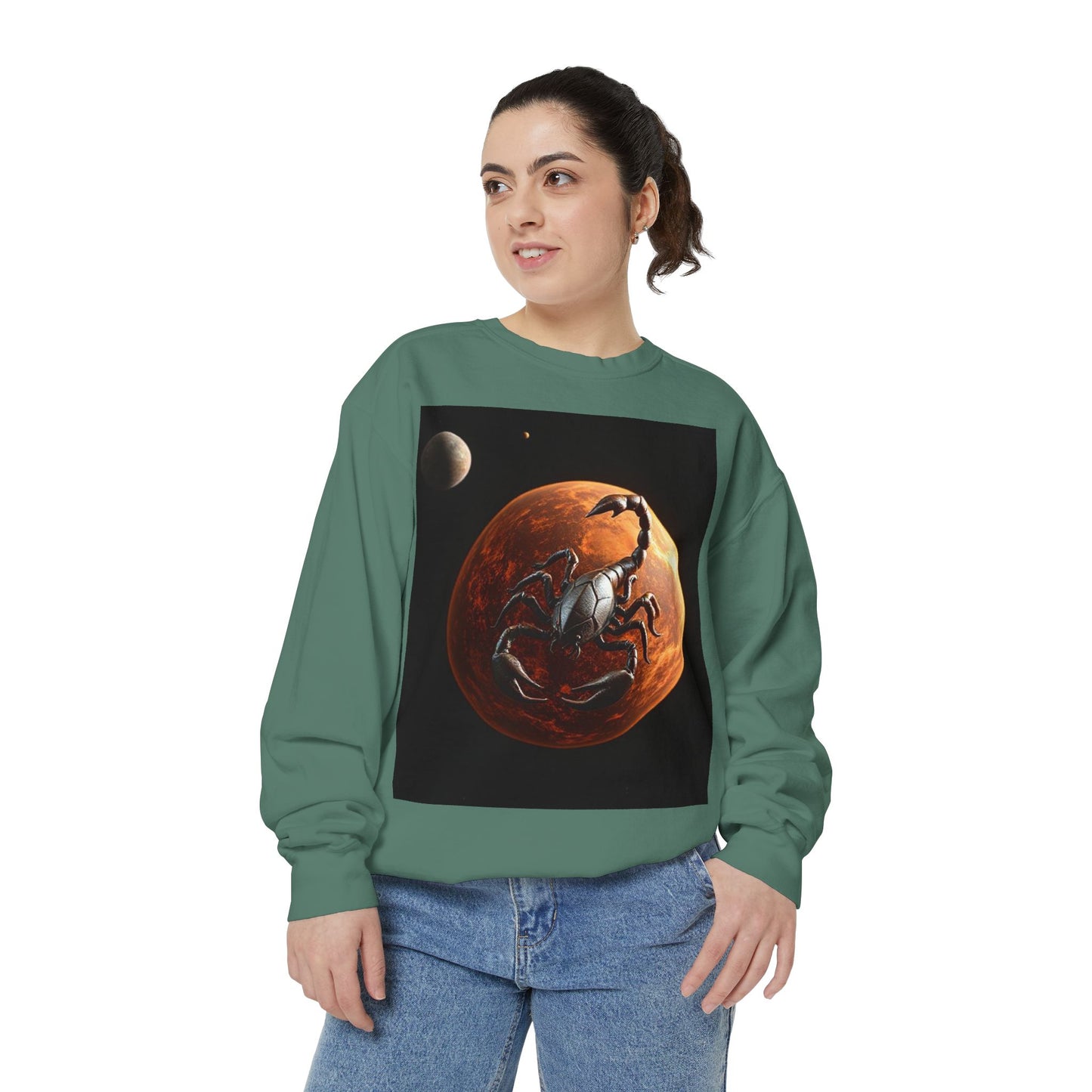 Garment-Dyed Sweatshirt, Unisex, Space Animal Design, Scorpio