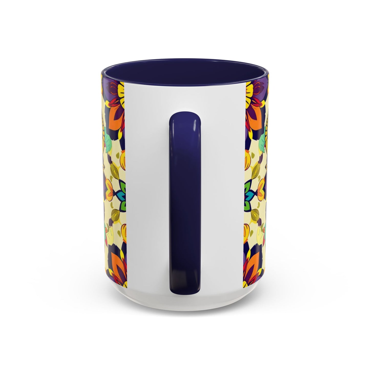 Accent Coffee Mug, Taurus, Zodiac v3. Flower Pattern, (11, 15oz)