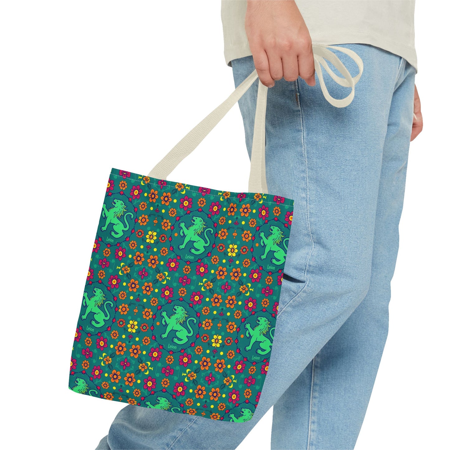 Tote Bag (AOP), Leo, Zodiac v1, Flower Pattern