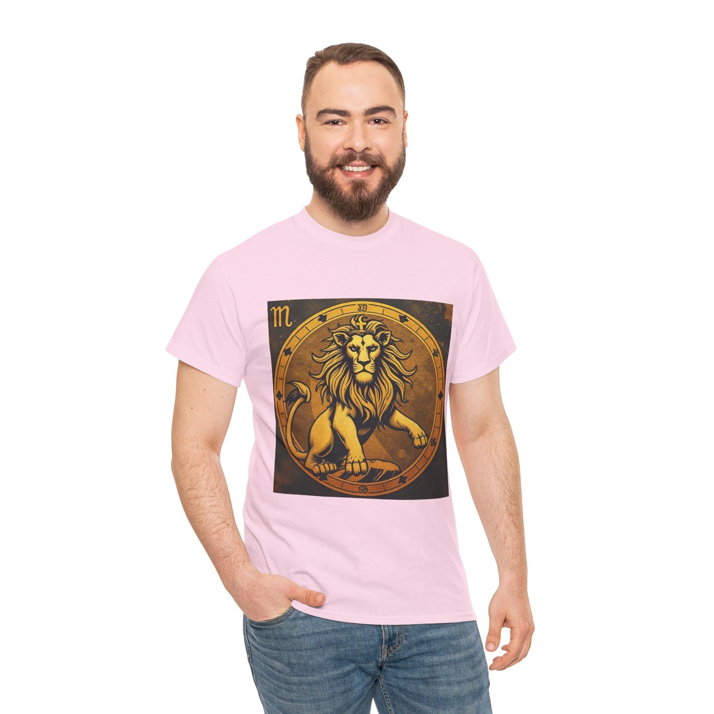 Unisex Heavy Cotton T-Shirt, Gold Lion, Leo Zodiac Design