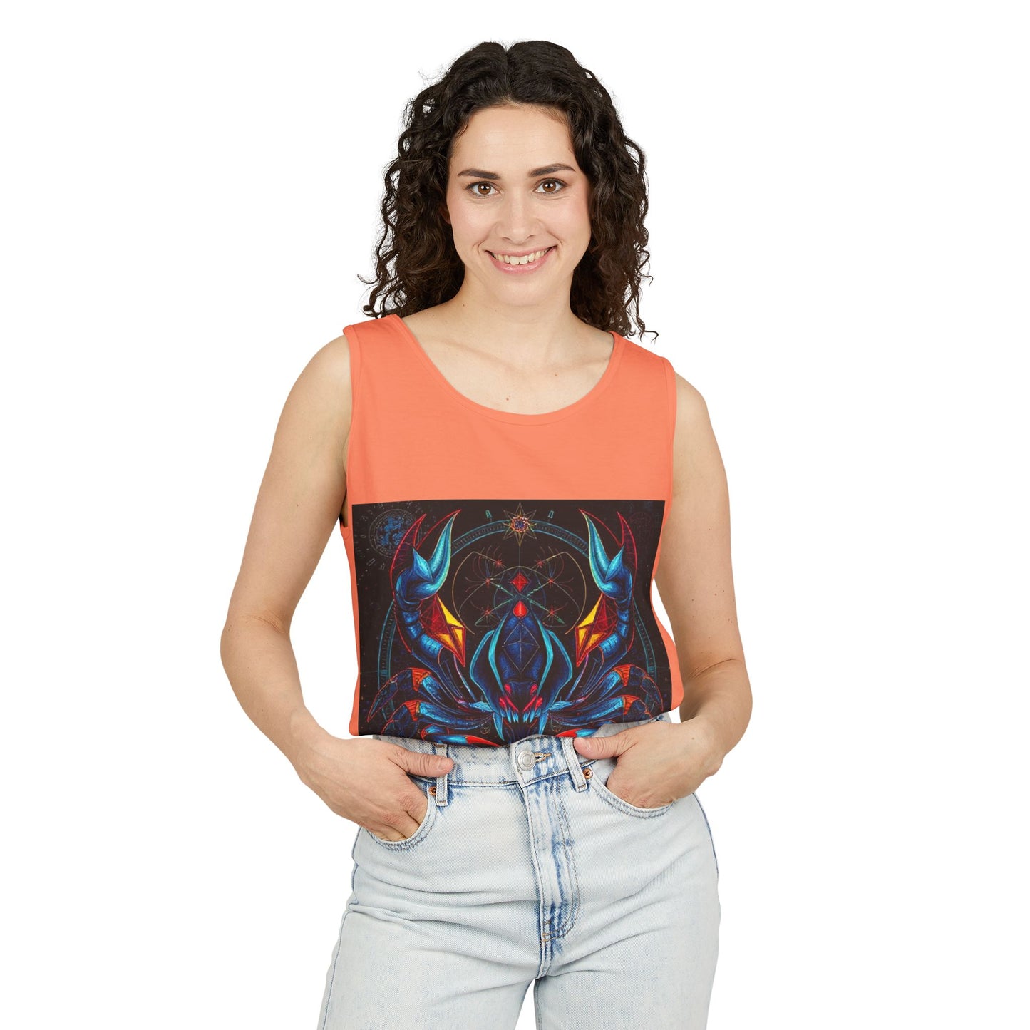 Unisex Garment-Dyed, Tank Top, Scorpio Design, Pop Art v1, 100% US cotton