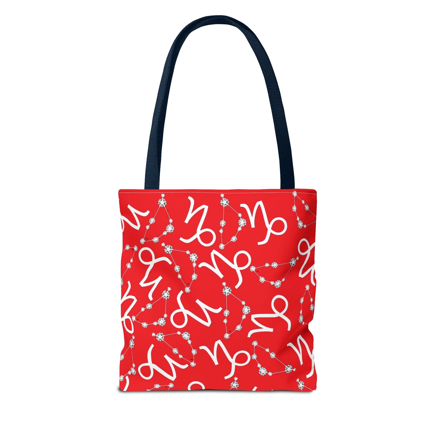 Tote Bag, Capricorn Zodiac Sign, AOP, (Red, White)
