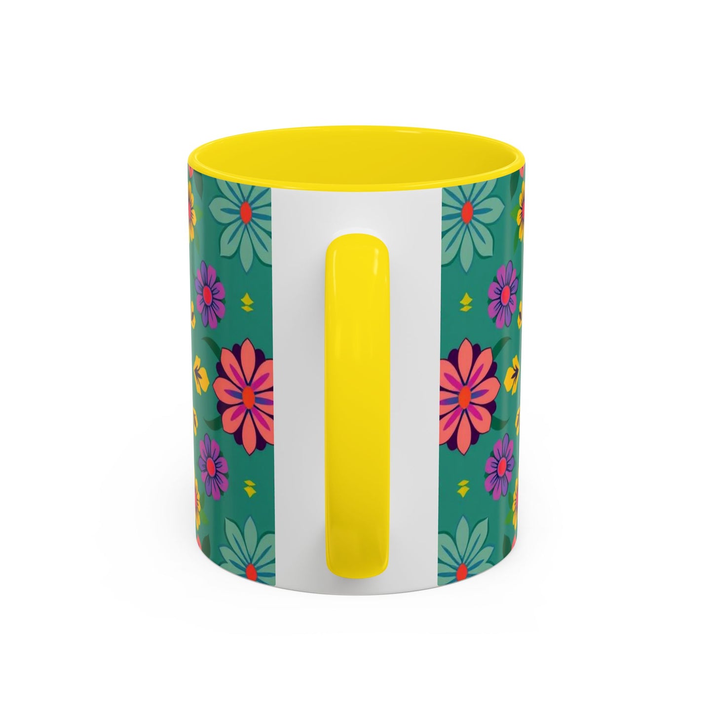 Accent Coffee Mug, Aquarius, Zodiac v3, Flower Pattern, (11, 15oz)