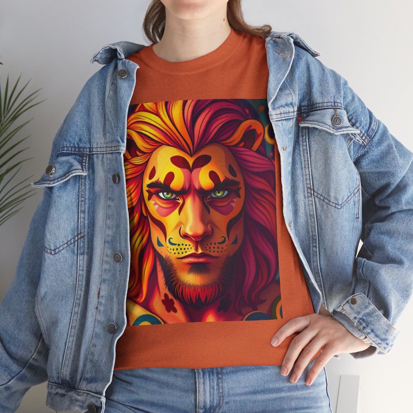 Unisex Heavy Cotton T-Shirt, Leo, Zodiac v2, Sexy Art