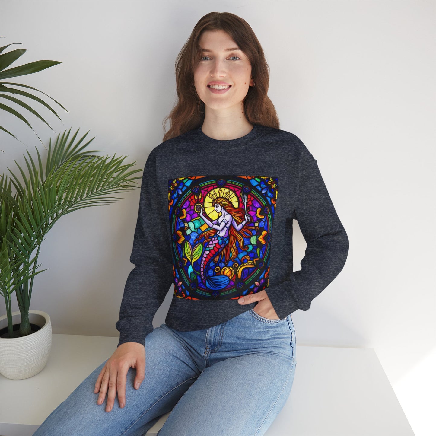 Unisex Heavy Blend™ Crewneck Sweatshirt, Glass 1, Aquarius Zodiac Design