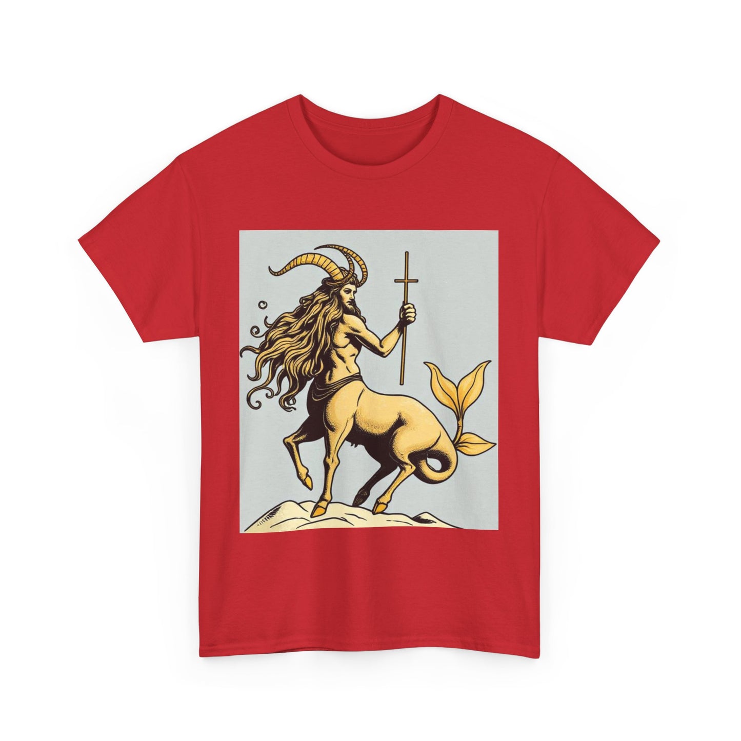 Unisex Heavy Cotton T-Shirt, Capricorn God v3, Zodiac Design