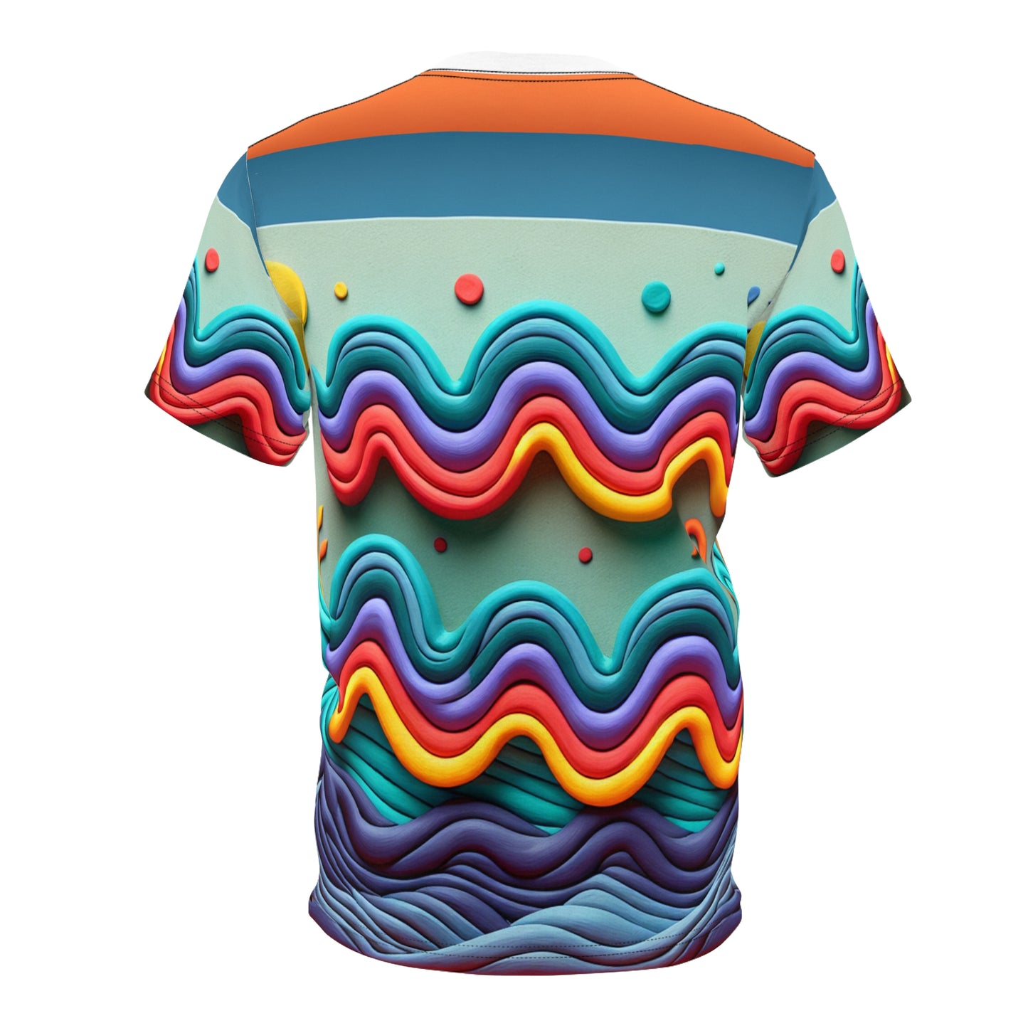 Unisex Cut & Sew T-Shirt (AOP), Water Painting, Aquarius Zodiac Design, Regular fit, 100% Polyester