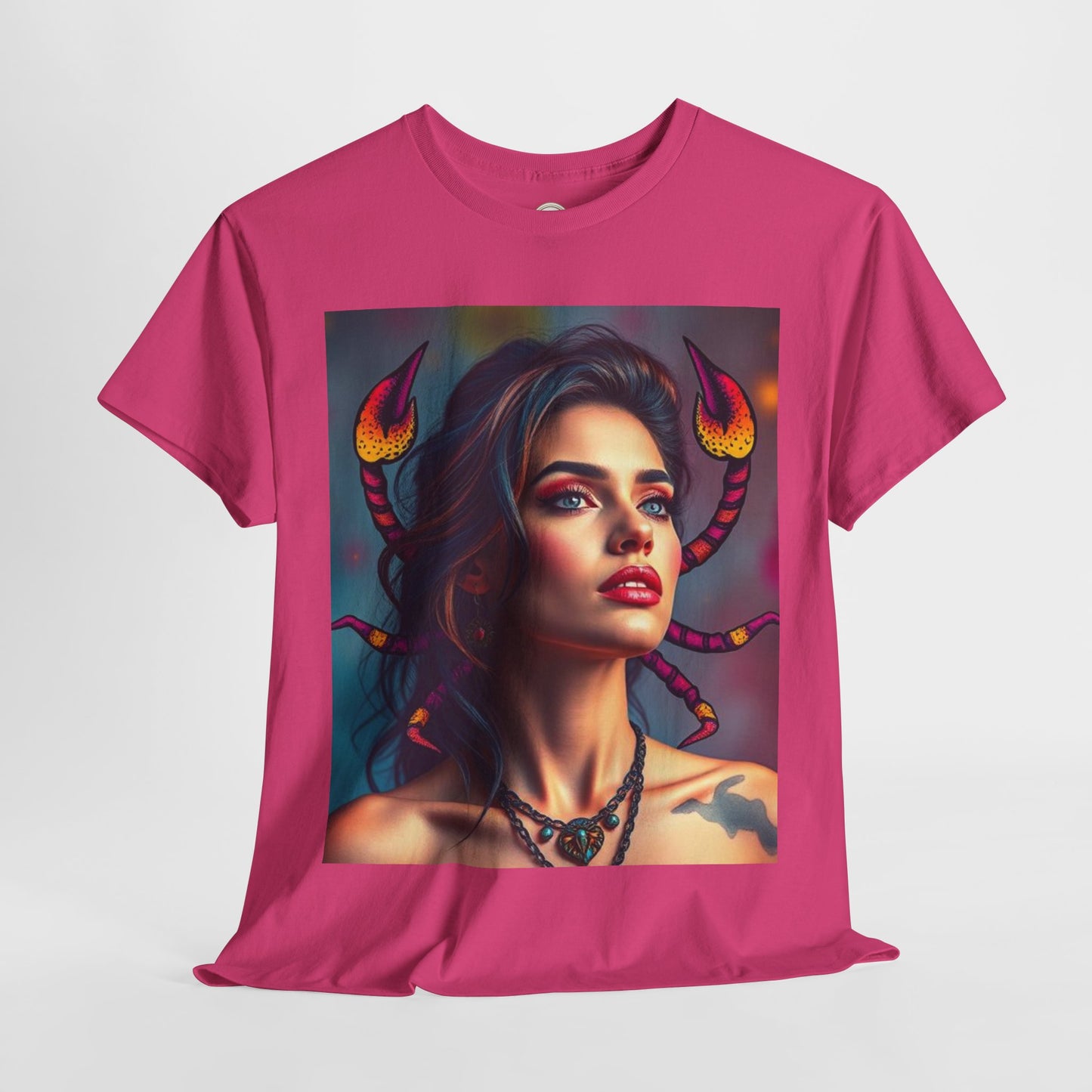 Unisex Heavy Cotton T-Shirt, Scorpio, Zodiac v2, Sexy Art