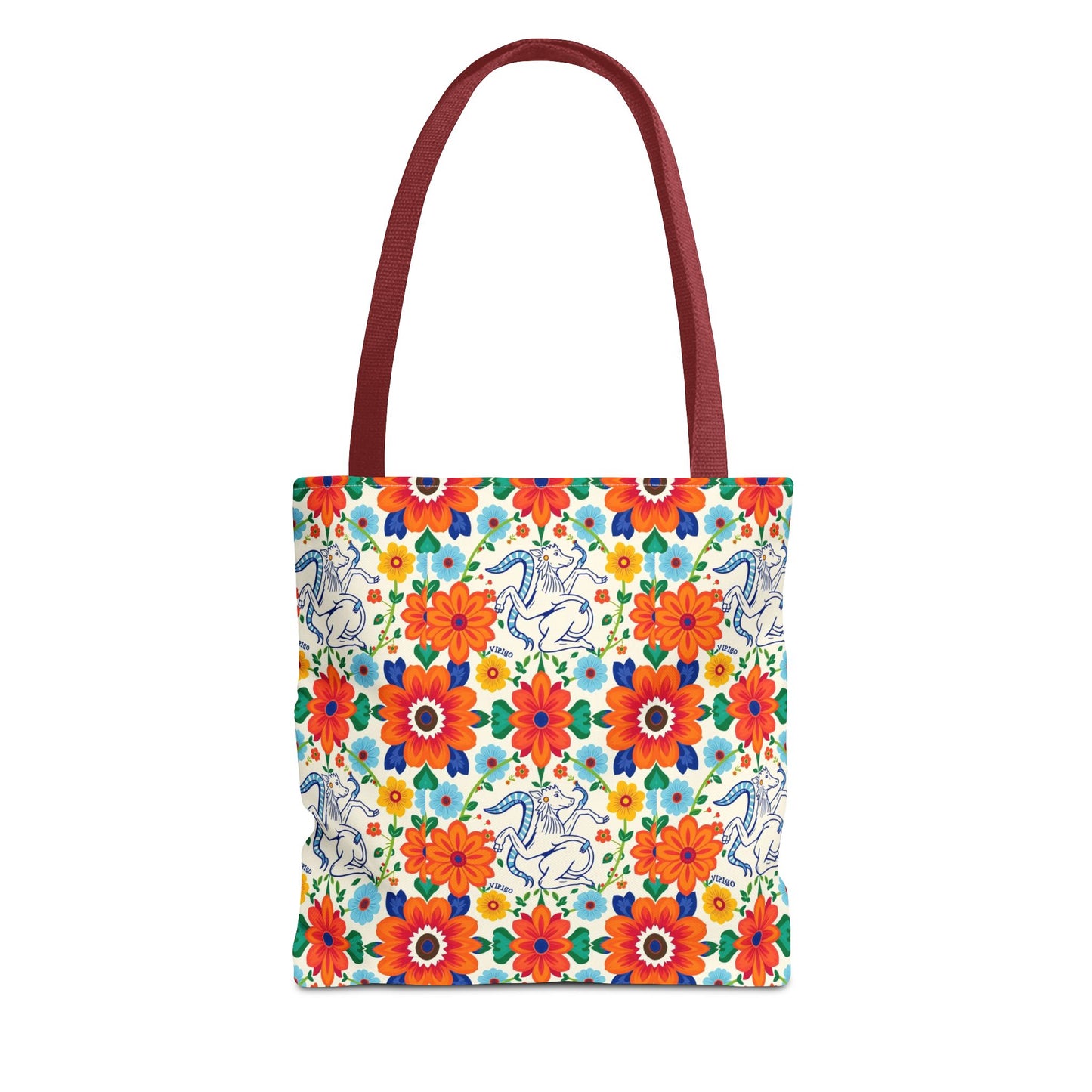 Tote Bag (AOP), Virgo, Zodiac v1, Flower Pattern