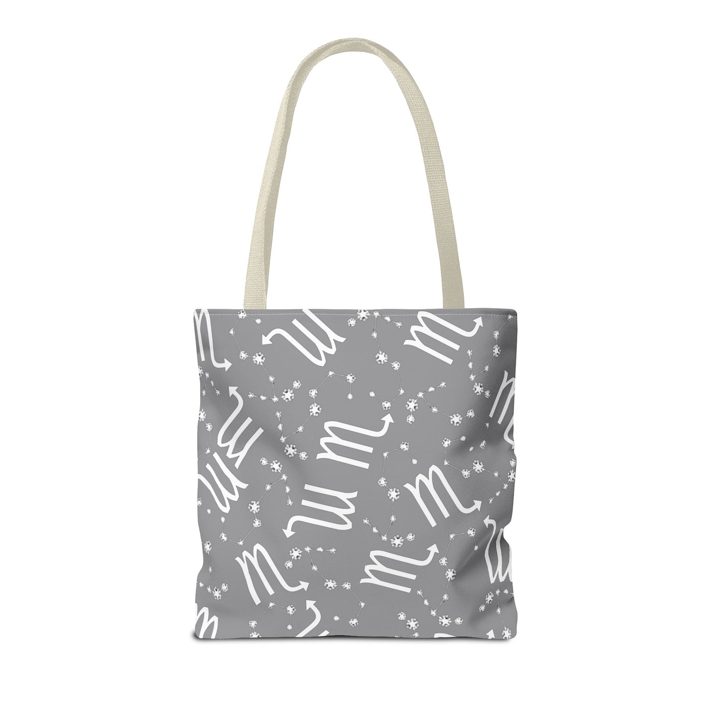 Tote Bag, Scorpio Zodiac Sign, AOP, (Grey, White)