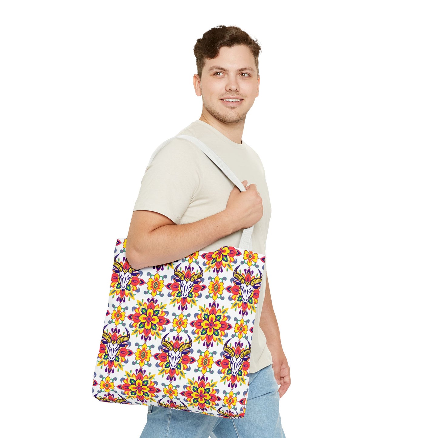 Tote Bag (AOP), Taurus, Zodiac, Flower Pattern