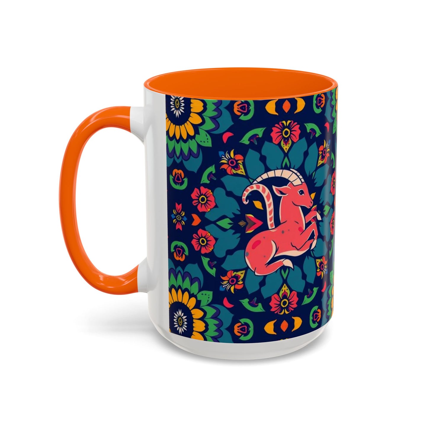 Accent Coffee Mug, Capricorn, Zodiac, Flower Pattern, (11, 15oz)