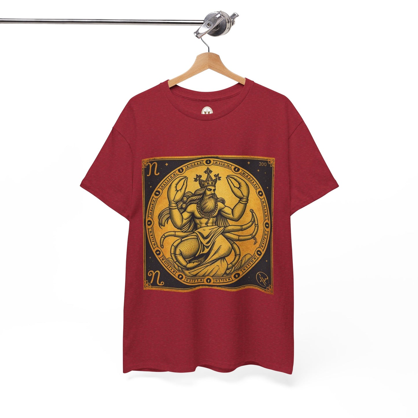Unisex Heavy Cotton T-Shirt, Crab King v1, Cancer Zodiac Design