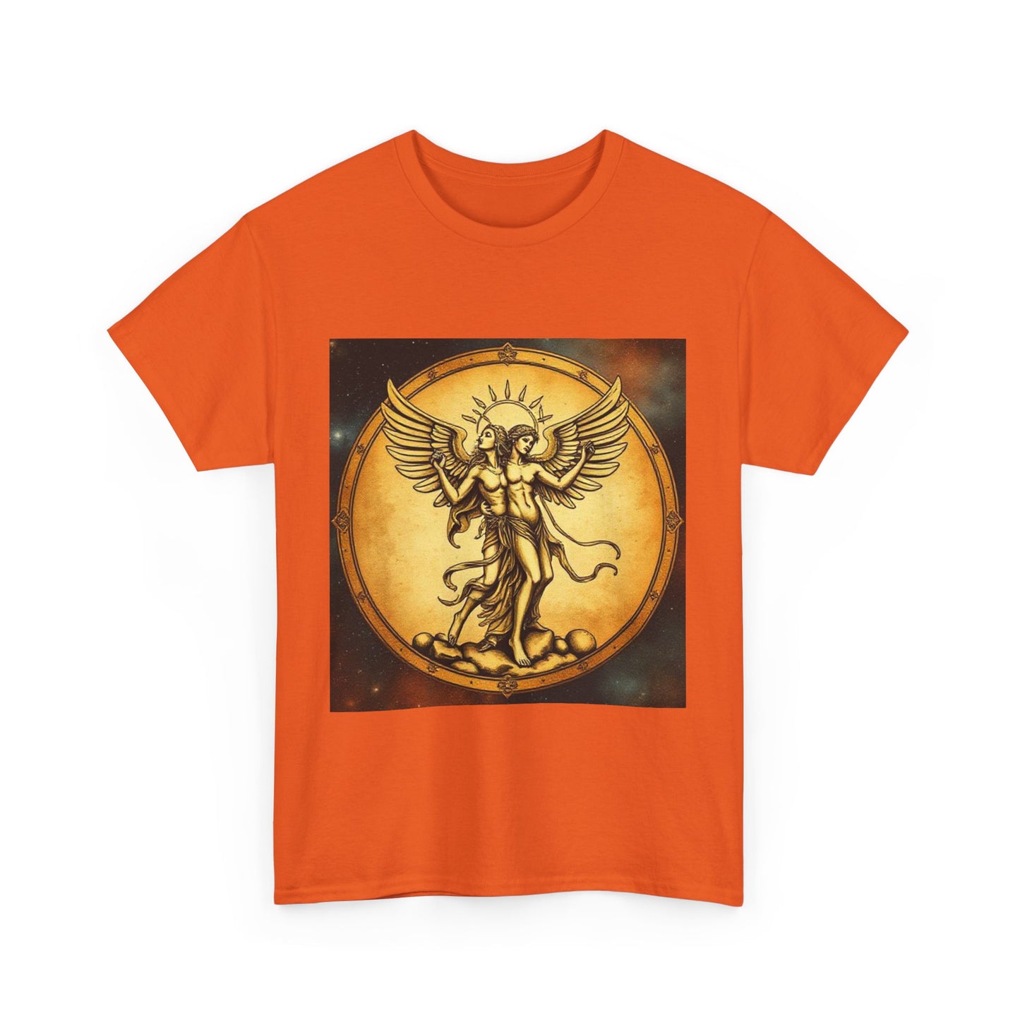 Unisex Heavy Cotton T-Shirt, Angel Twin, Gemini Zodiac Design