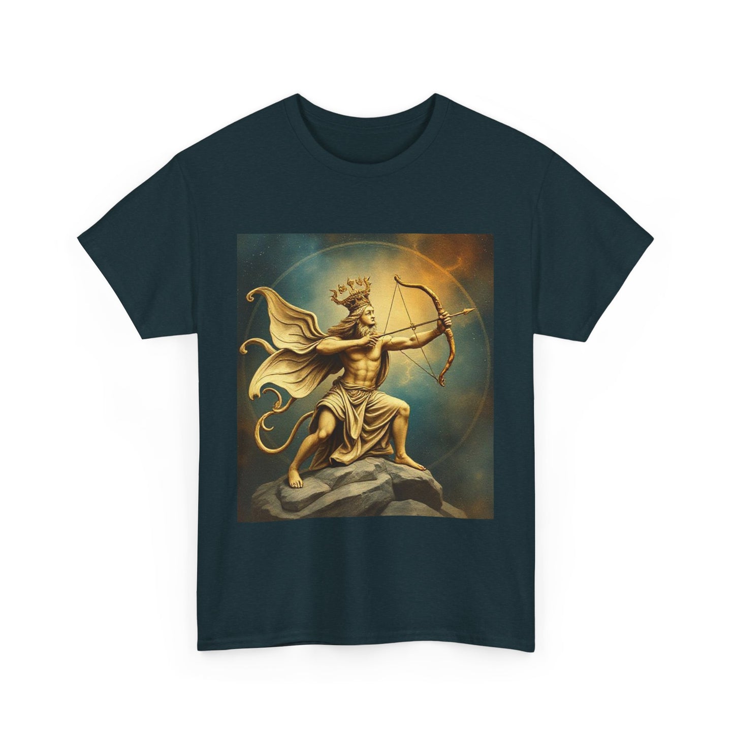 Unisex Heavy Cotton T-Shirt, Sagittarius King, Bow & Arrow v1, Zodiac Design