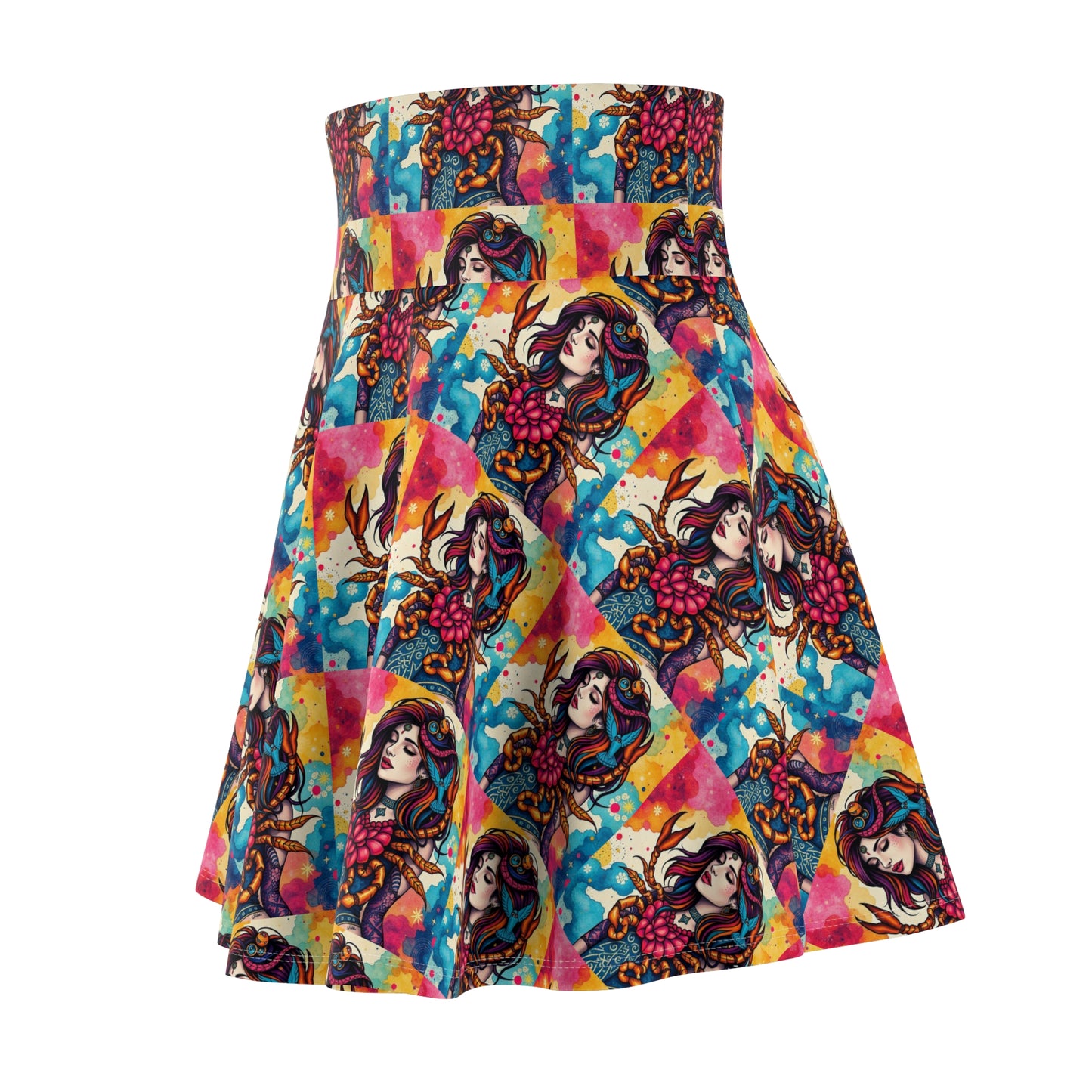 Women's Skater Skirt, (AOP), Scorpio, Zodiac v4, Sexy Pattern