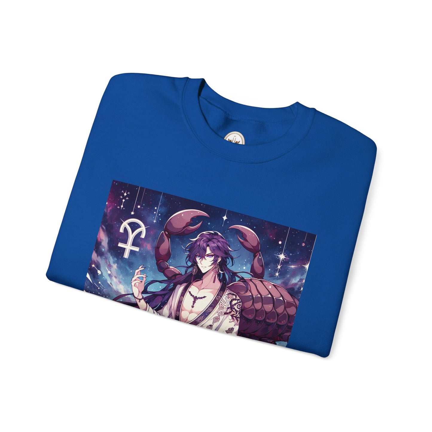 Unisex Heavy Blend™ Crewneck Sweatshirt, Scorpio Zodiac Design, purple scorpion anime