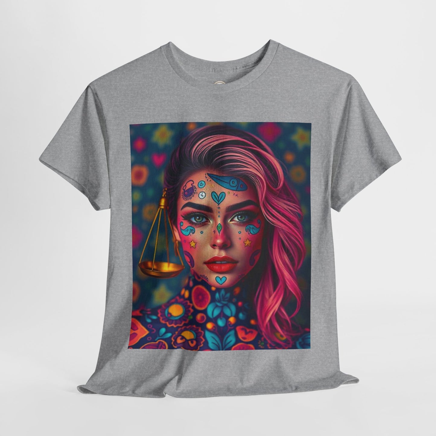 Unisex Heavy Cotton T-Shirt, Libra, Zodiac v2, Sexy Art