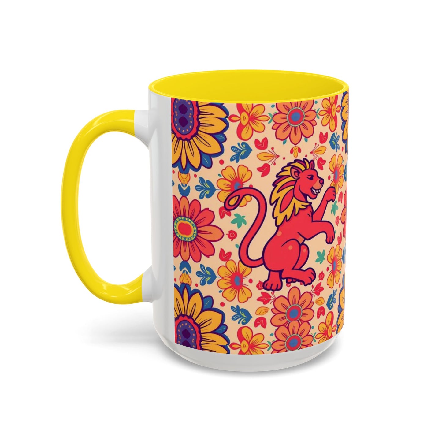 Accent Coffee Mug, Leo, Zodiac, Flower Pattern, (11, 15oz)