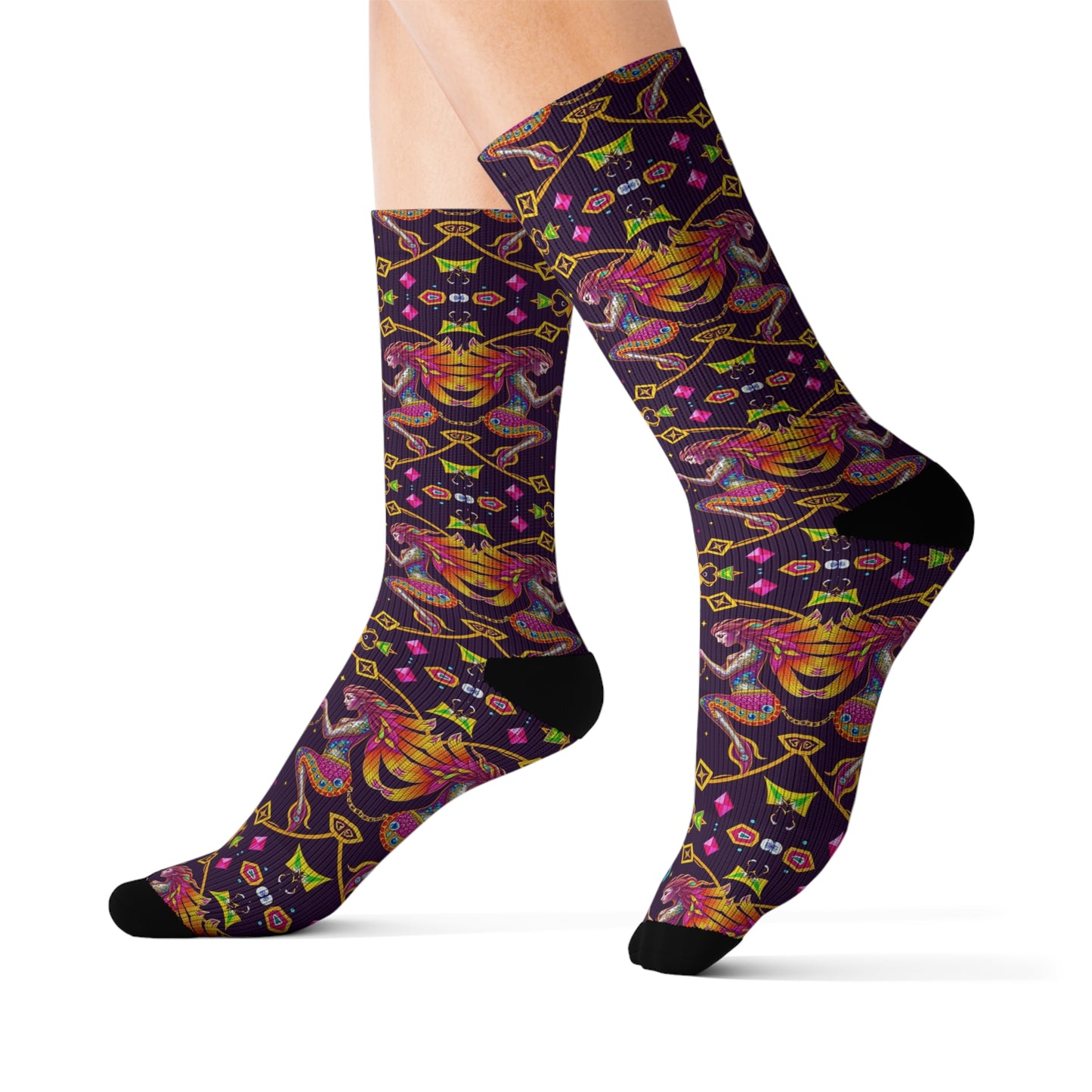 Sublimation Socks, Gemini, Zodiac v2, Jewel Pattern