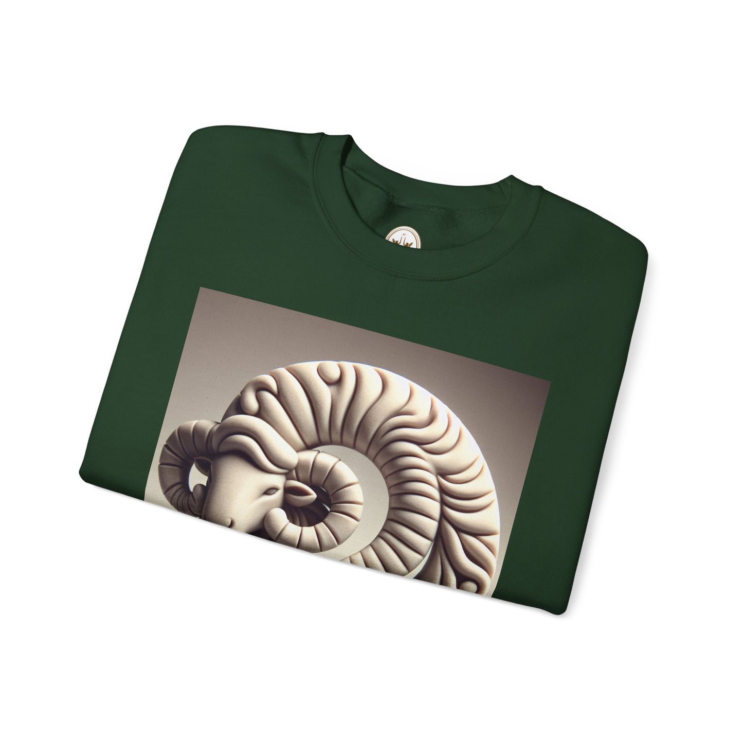 Unisex Heavy Blend™ Crewneck Sweatshirt, Round Statue, Aries Zodiac Design