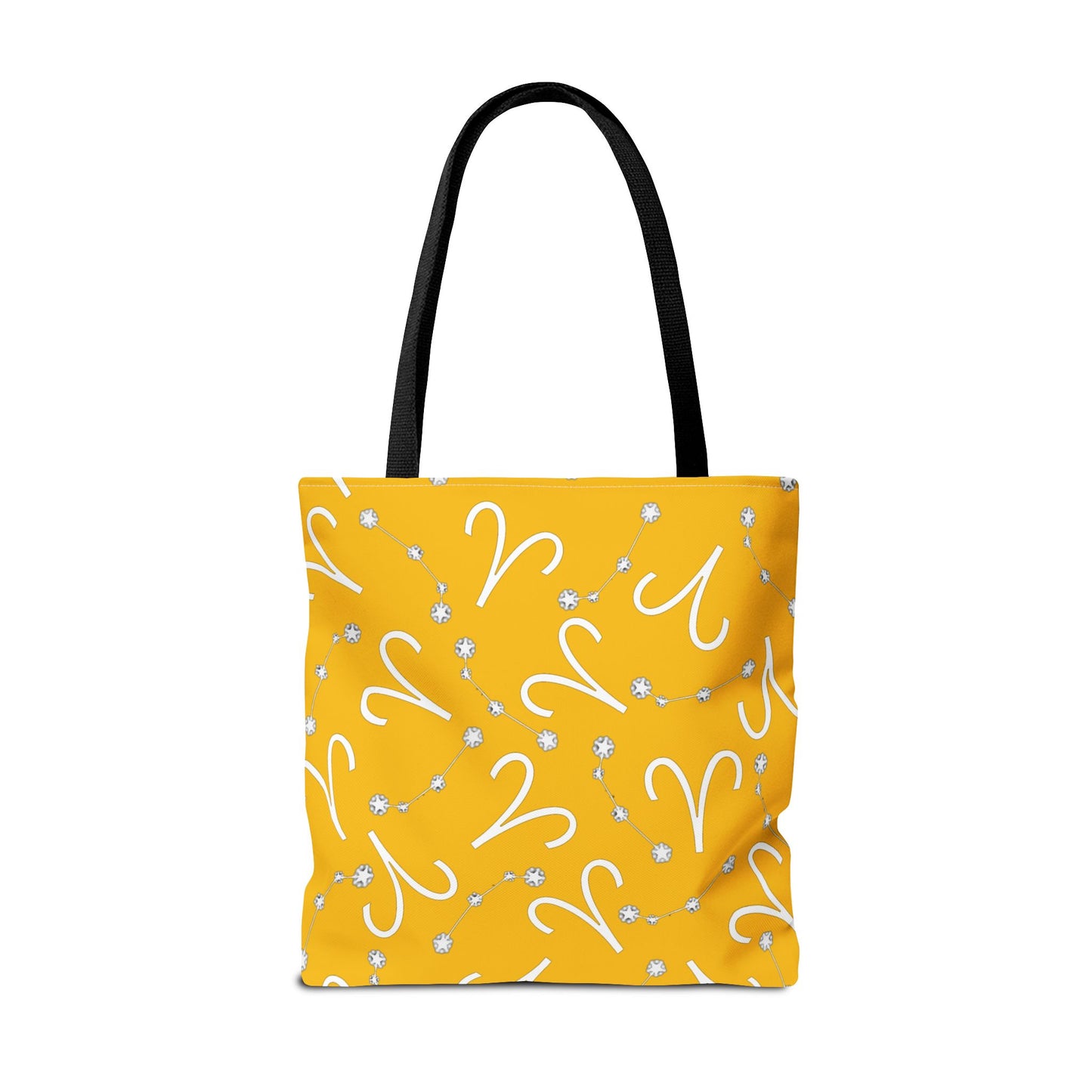 Tote Bag, Aries Zodiac Sign, AOP, (Yellow, White)