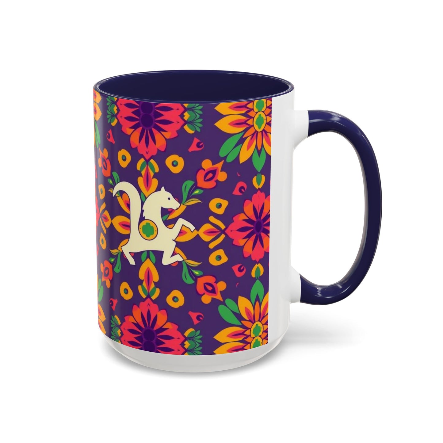 Accent Coffee Mug, Aquarius, Zodiac v2, Flower Pattern, (11, 15oz)