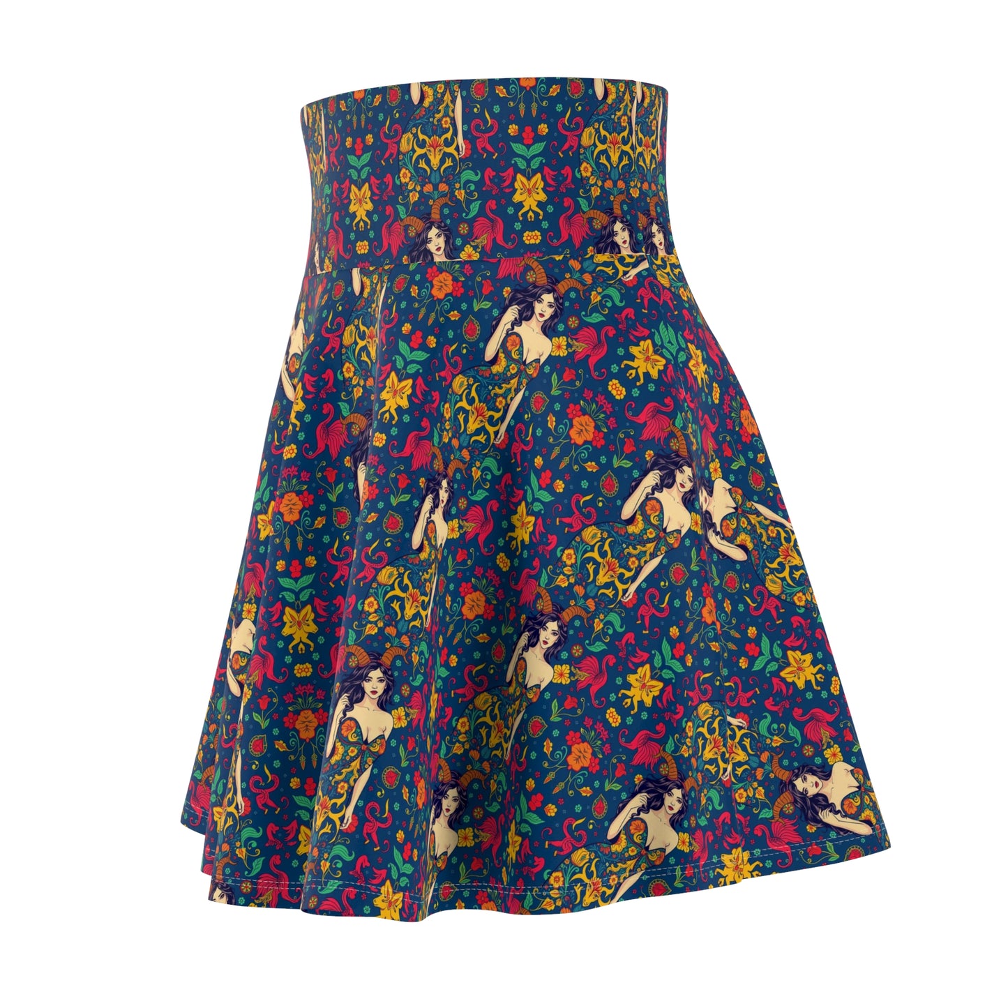 Women's Skater Skirt, (AOP), Capricorn, Zodiac v2, Sexy Pattern