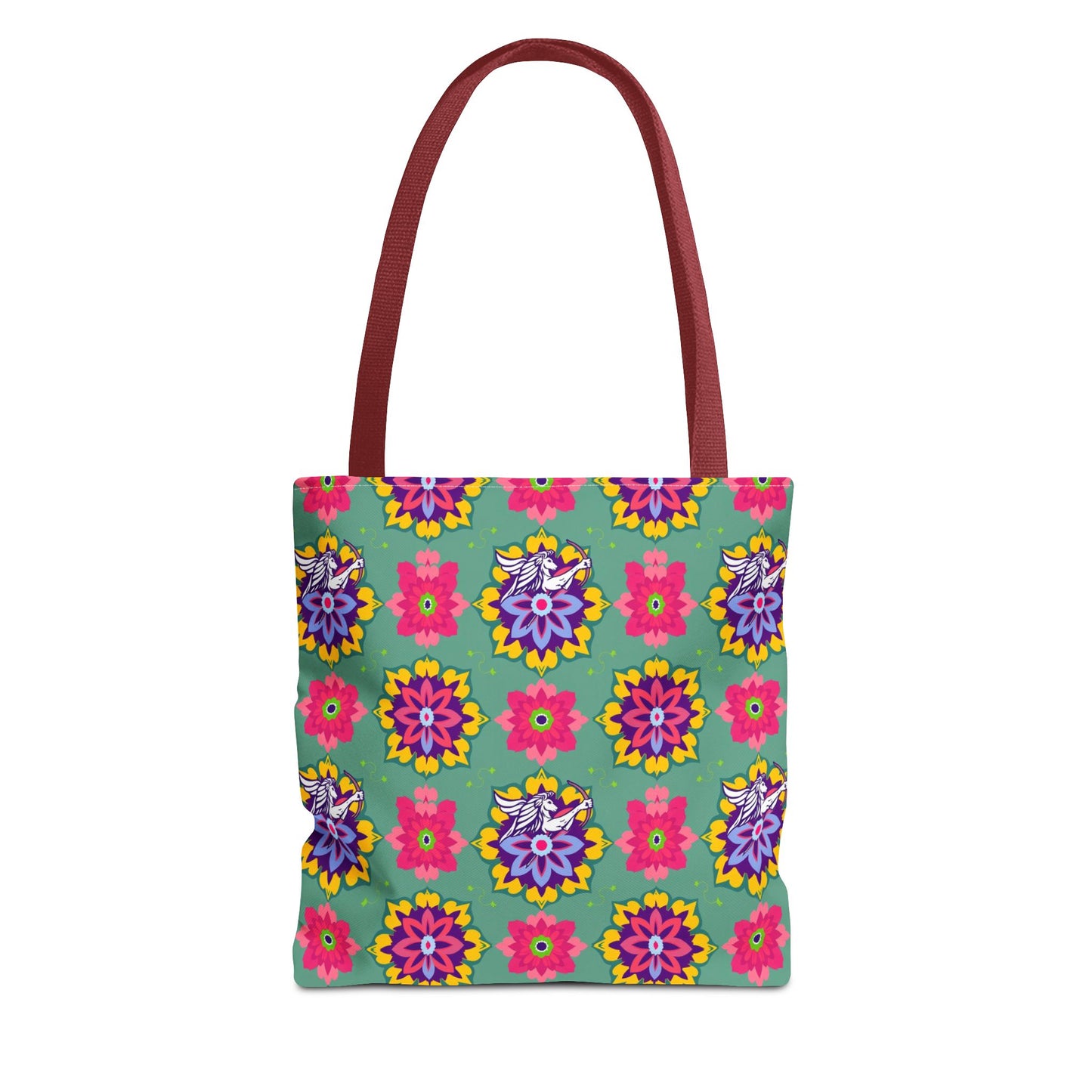 Tote Bag, (AOP), Sagittarius, Zodiac v4, Flower Pattern