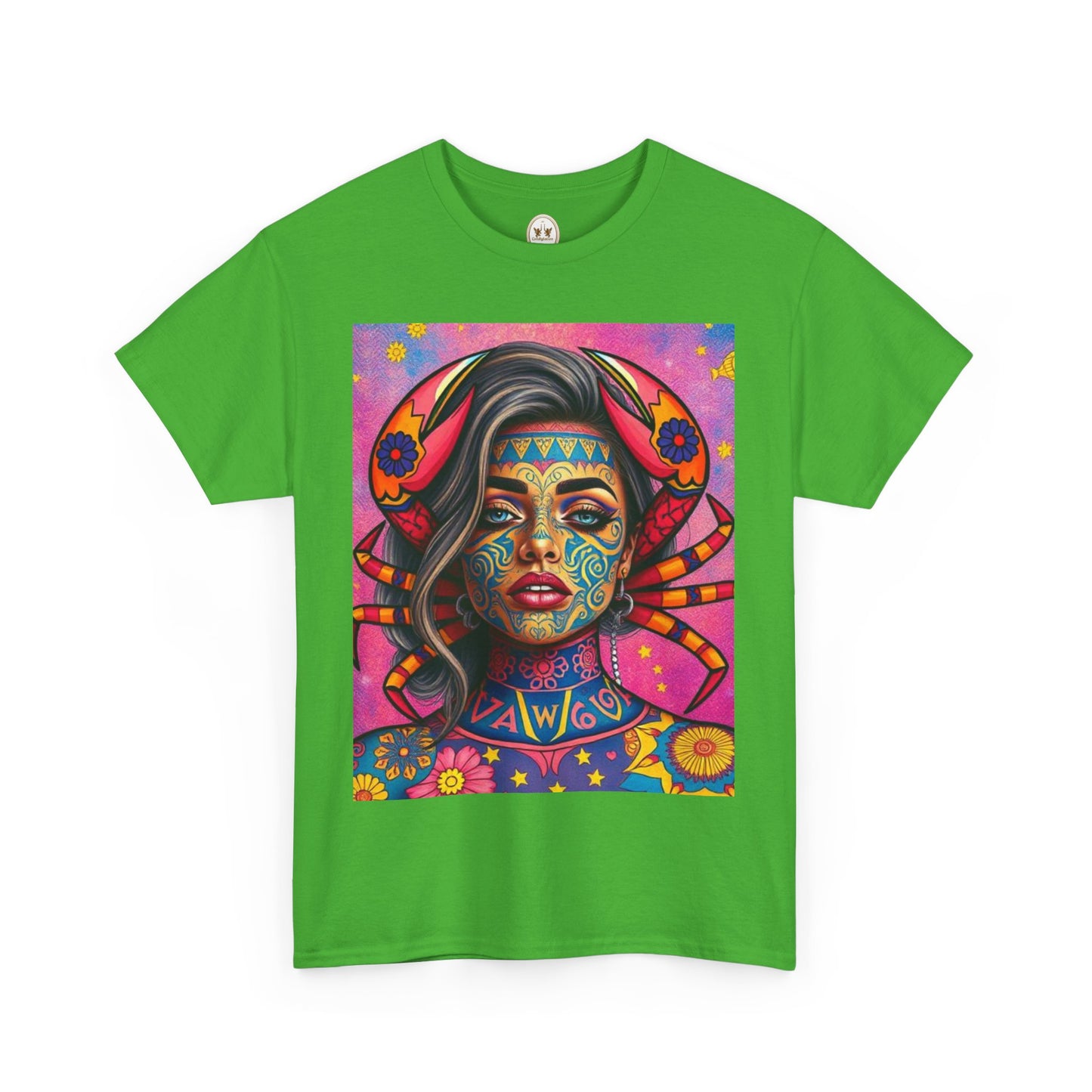 Unisex Heavy Cotton T-Shirt, Cancer, Zodiac v3, Sexy Art