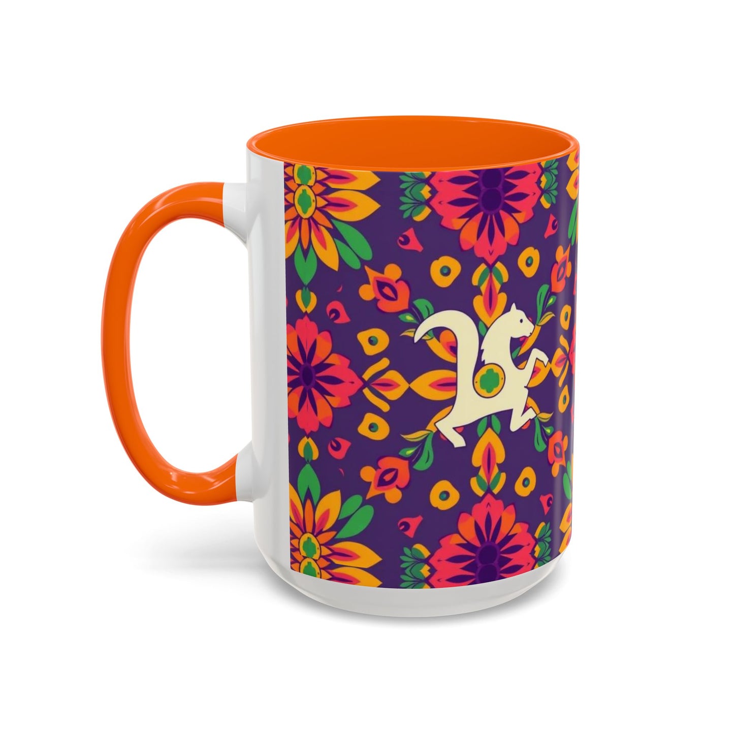 Accent Coffee Mug, Aquarius, Zodiac v2, Flower Pattern, (11, 15oz)