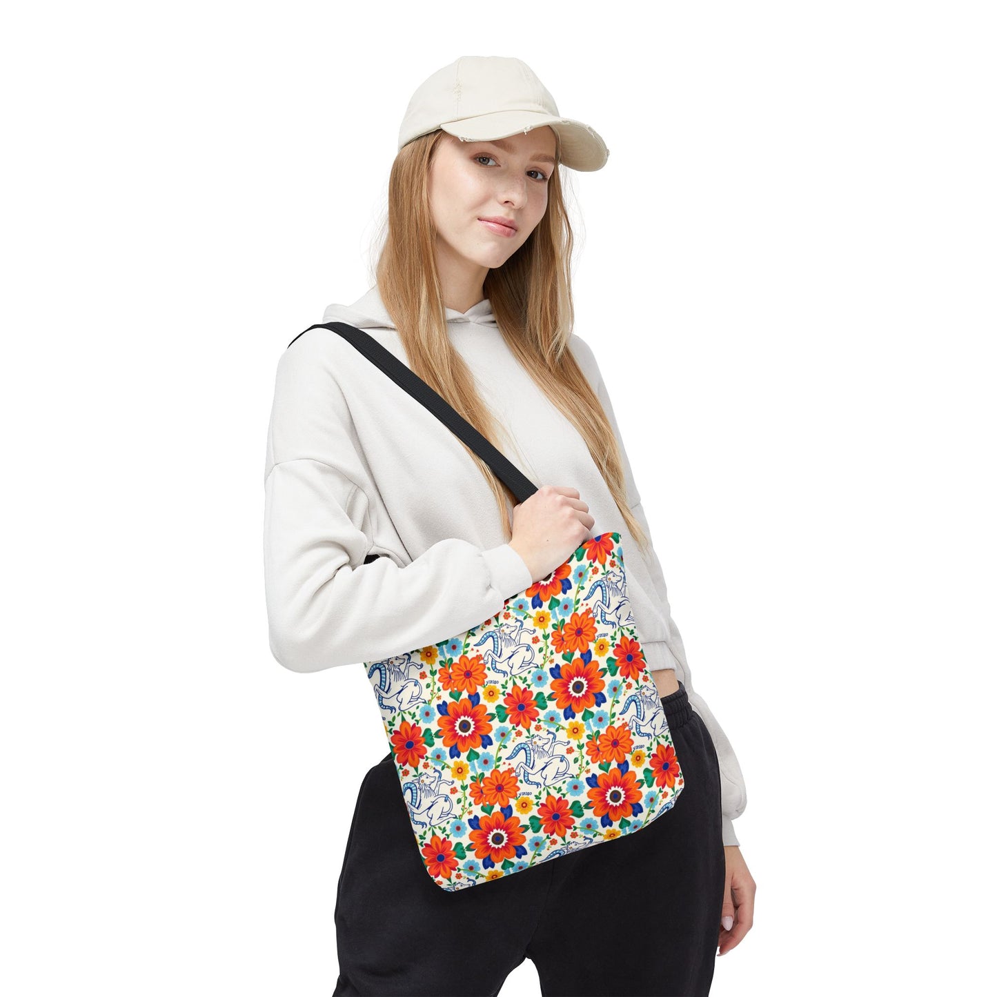 Tote Bag, (AOP), Virgo, Zodiac v1, Flower Pattern