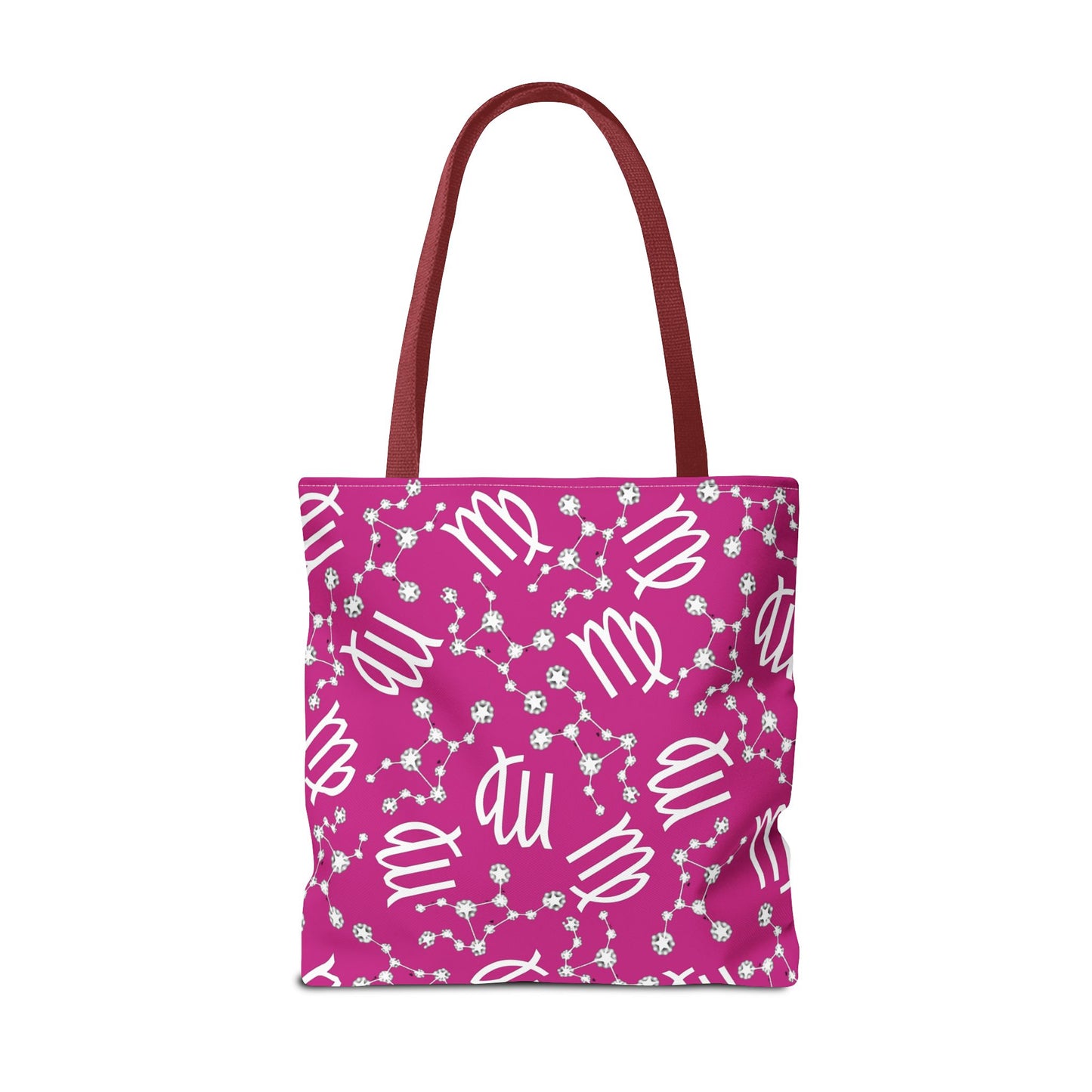Tote Bag, Virgo Zodiac Sign, AOP, (Pink, White)