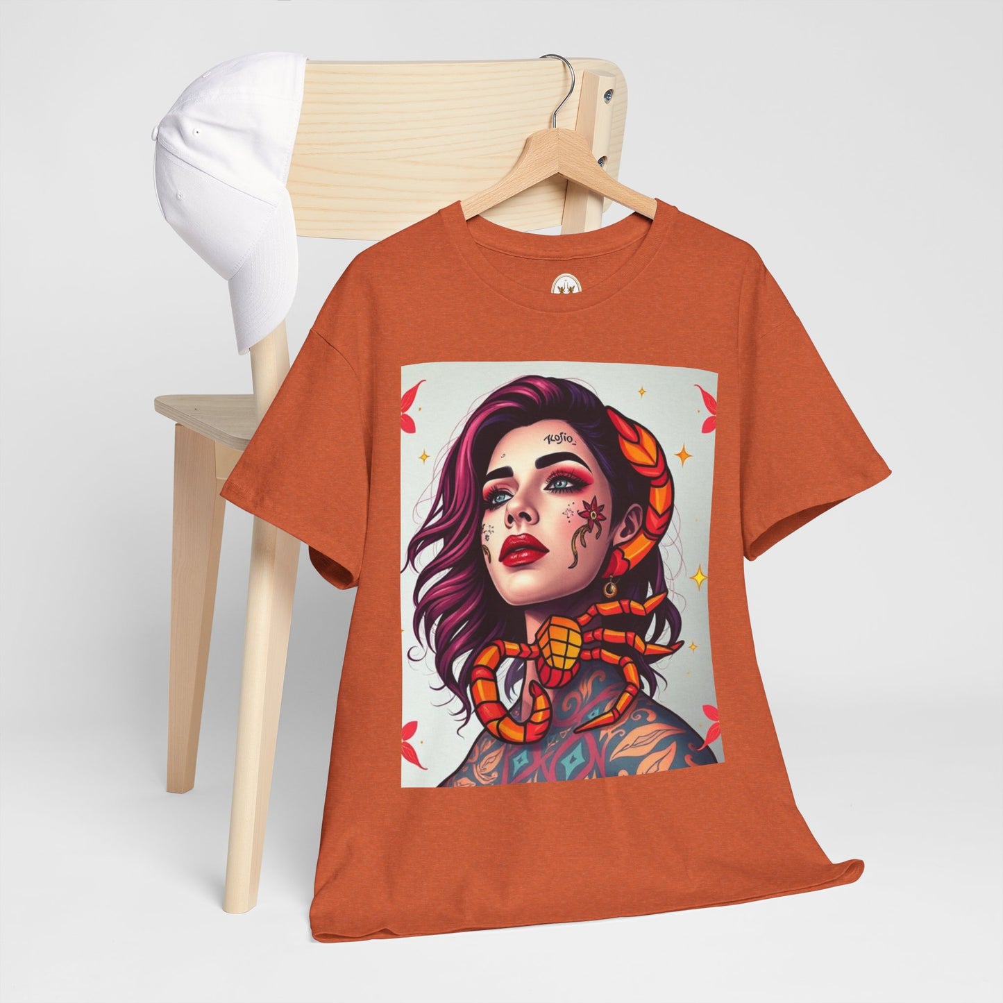 Unisex Heavy Cotton T-Shirt, Scorpio, Zodiac v3, Sexy Art