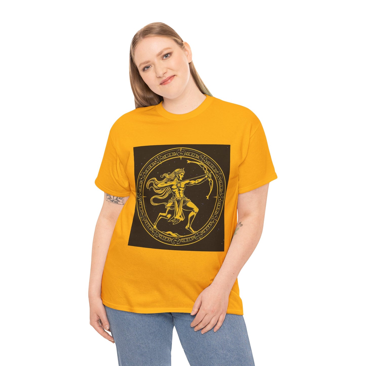 Unisex Heavy Cotton T-Shirt, Mythical Faun/Satyr, Sagittarius Zodiac Design