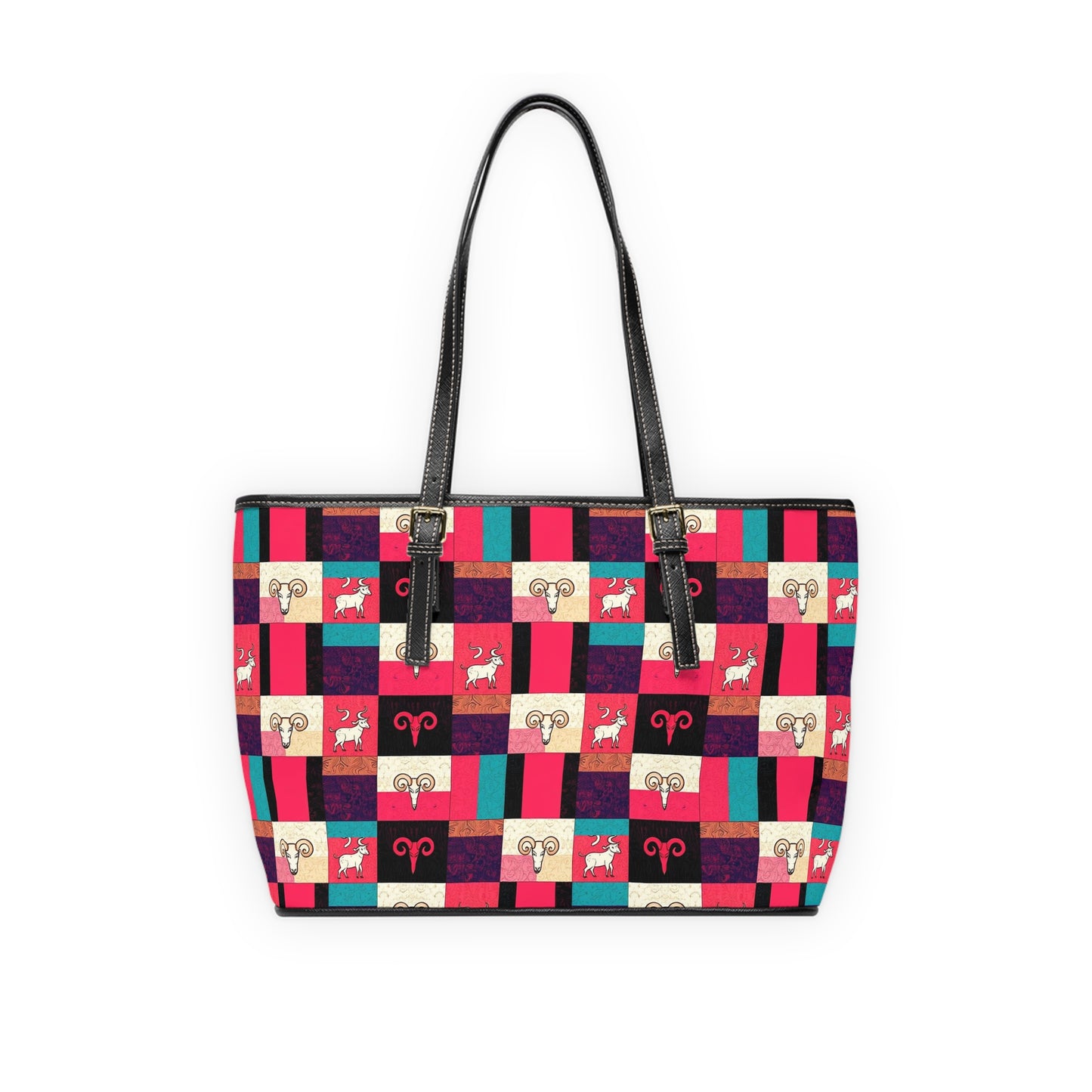 Leather Shoulder Bag, Taurus, Zodiac v4, Shapes Pattern