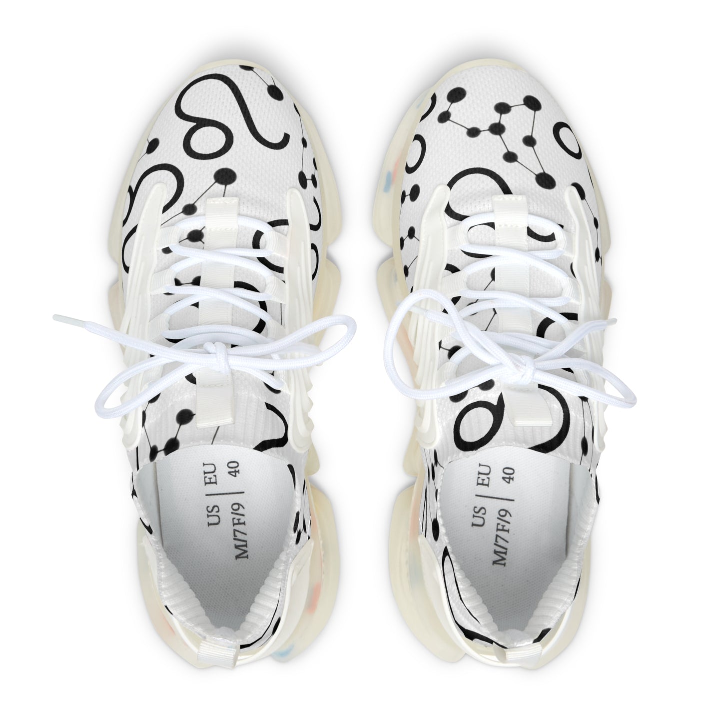 Women's Mesh Sneakers, Constellation & Symbol, Leo Zodiac Sign, AOP