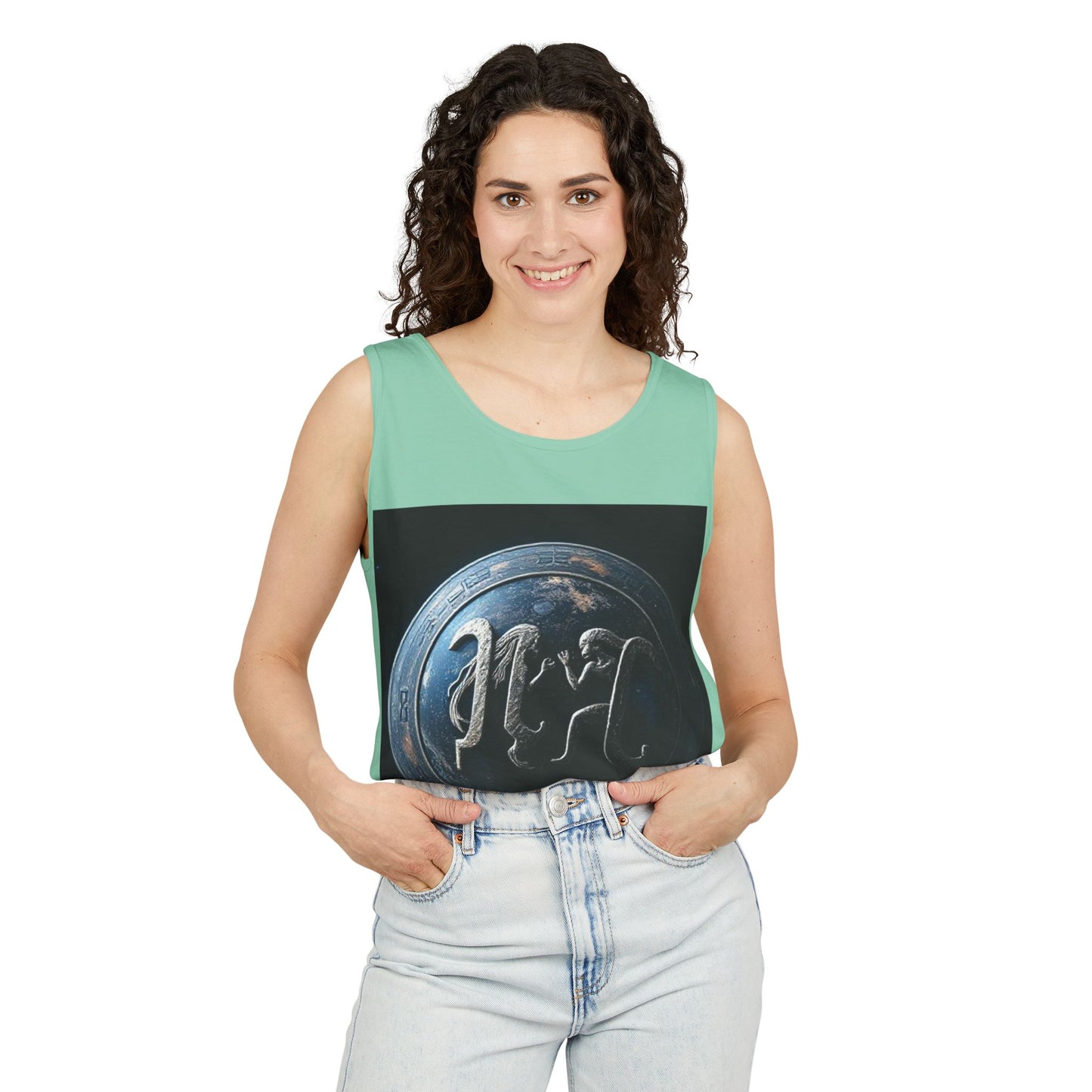 Unisex Garment-Dyed, Tank Top, Gemini Design, Space Symbol , 100% US cotton