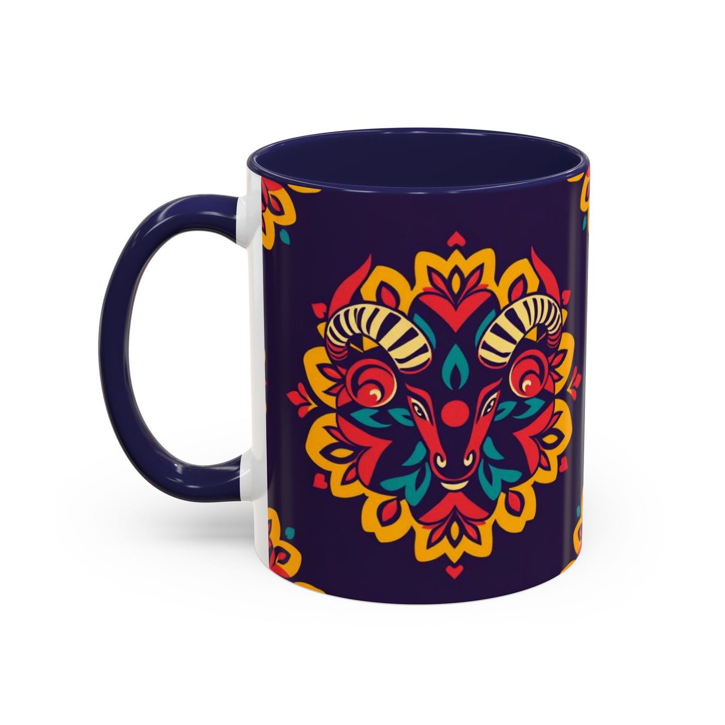 Accent Coffee Mug, Taurus, Zodiac v4. Flower Pattern, (11, 15oz)