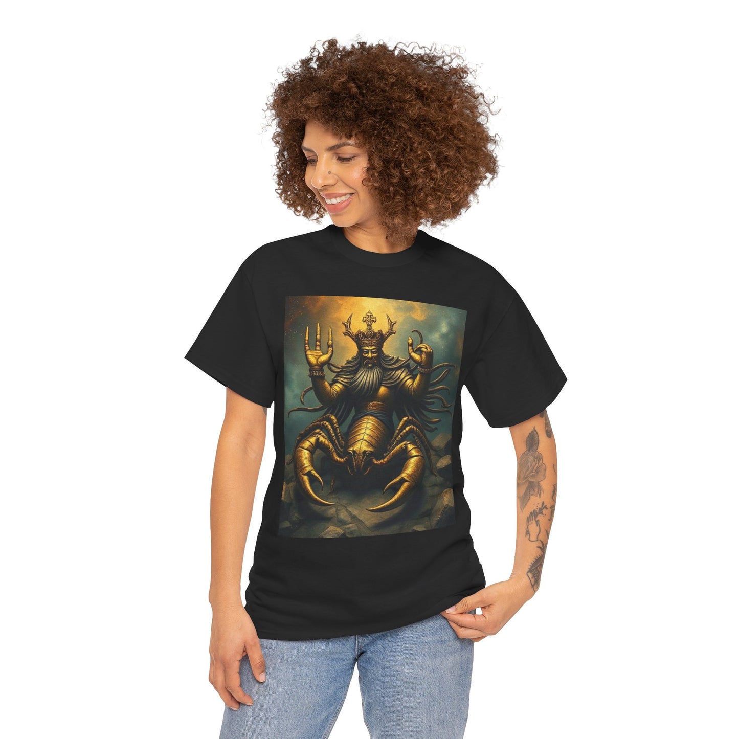 Unisex Heavy Cotton T-Shirt, Desert Scorpio King, Zodiac Design