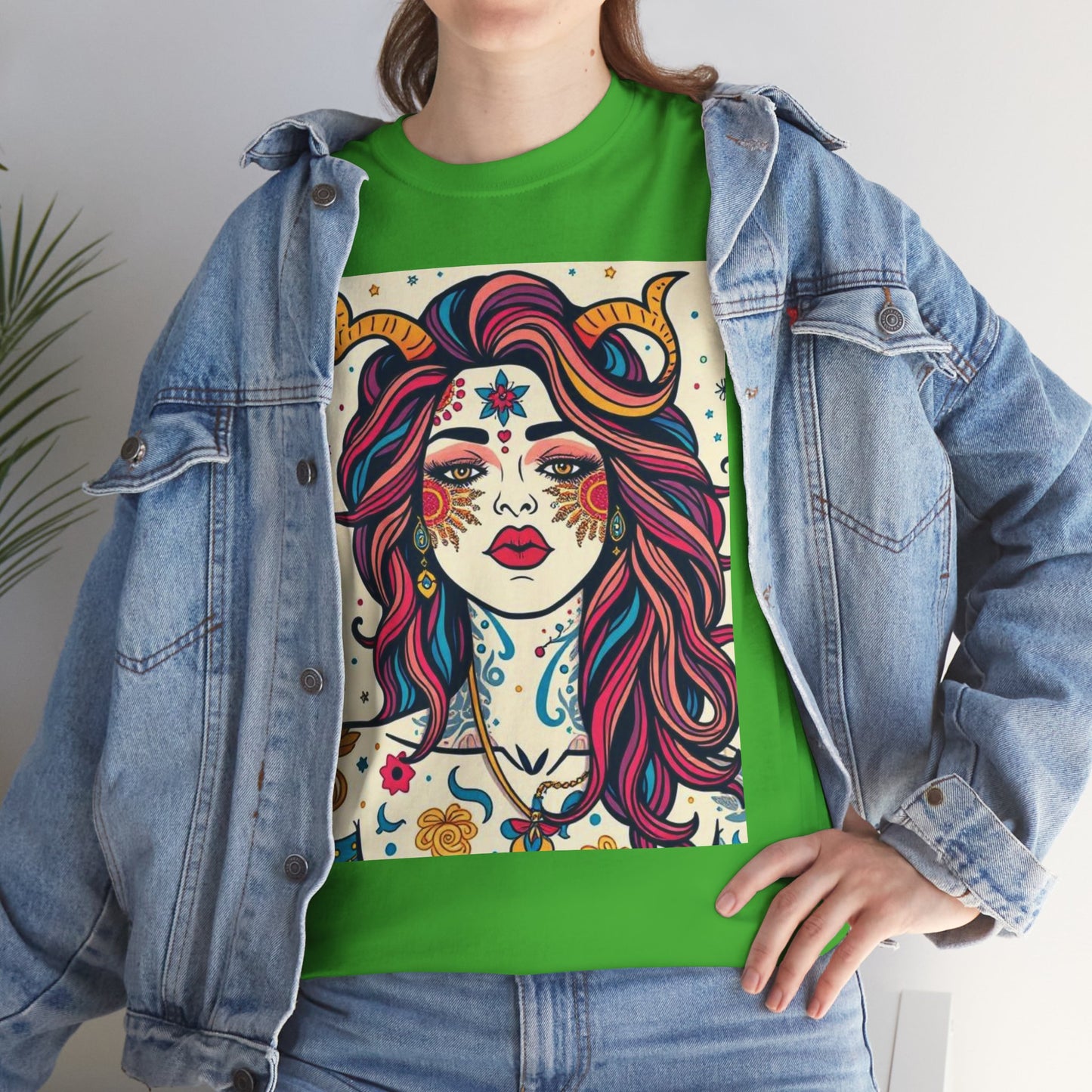Unisex Heavy Cotton T-Shirt, Virgo, Zodiac v3, Sexy Art