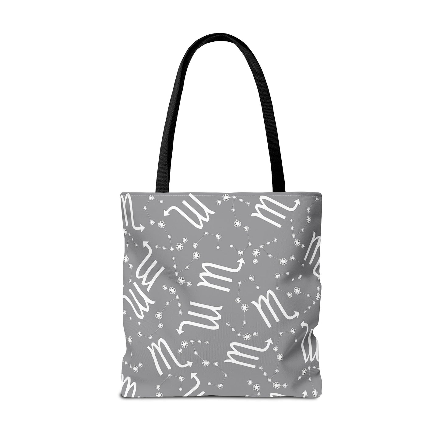 Tote Bag, Scorpio Zodiac Sign, AOP, (Grey, White)